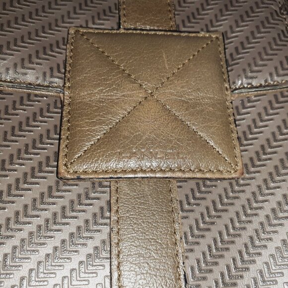 Vintage LANCEL PARIS 1876-Messenger Bag-Chevron-Grey/Green Leather/Shoulder-EX - Picture 5 of 12